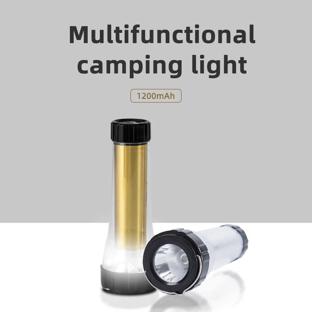 Linterna LED multifuncional recargable para acampar, carga USB